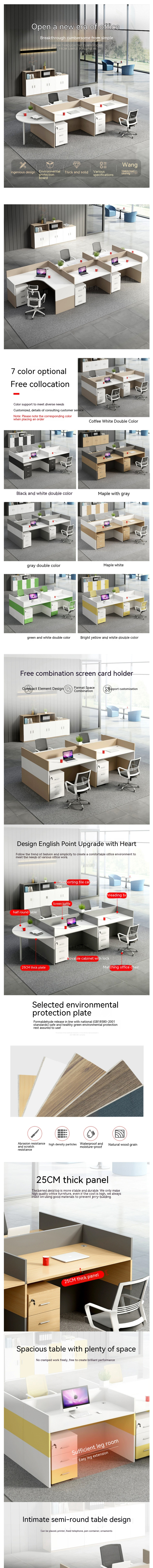 ISO Certified Office Furniture Supervisor Staff Desk and Chair Set for 4 Person Team