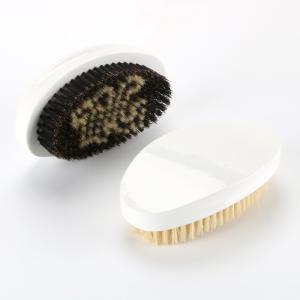 Quality White PU Curved 360 Wave Brush Palm Letter Pattern Natural Boar Bristle Brush wholesale