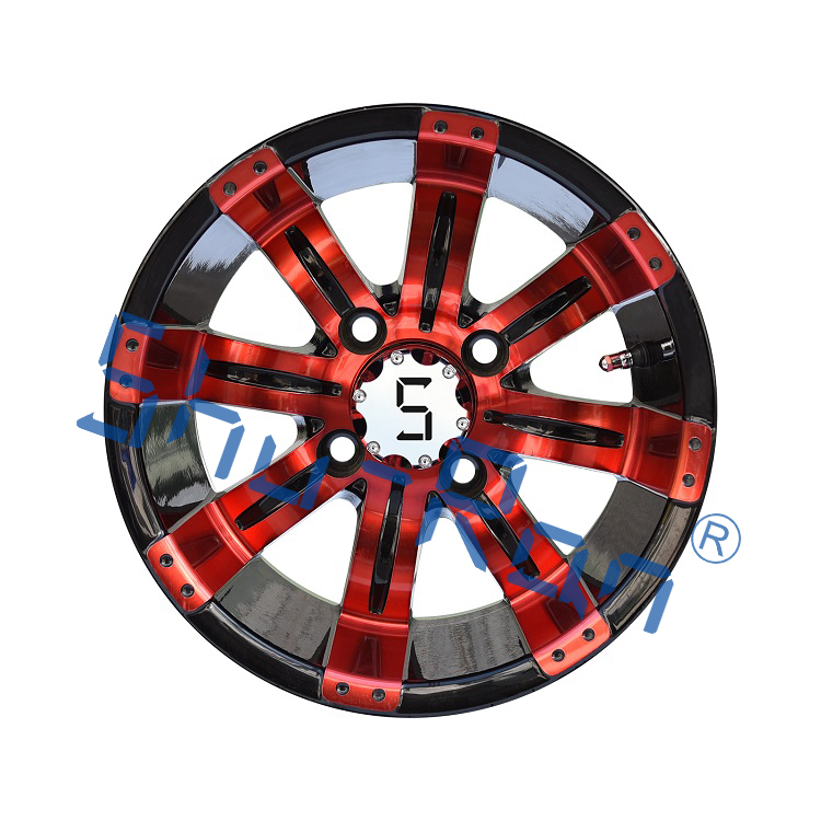 Golf Cart 12''/14'' Machined/ Glossy Black Aluminum Wheels Rims for Club Car, EZGO, YMH Golf Carts