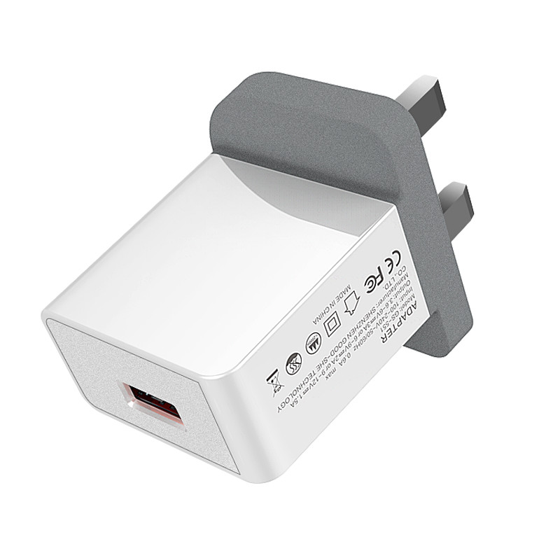 Single Ports 18W QC3.0 Cell Phone Charger Adapter