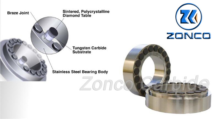 Steel PDC Polycrystalline Diamond Thrust Radial Bearing