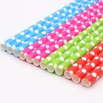 Rainbow Color Polka Dot Paper Straws Customized Logo Eco Friendly Food Safe