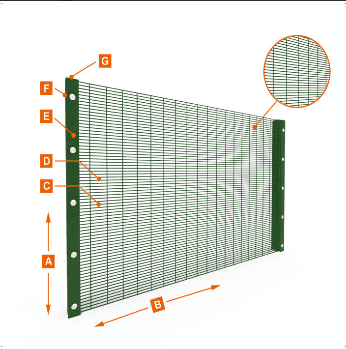 Galvanized Anti Theft Anti Cut 358 Mesh Fencing Panels