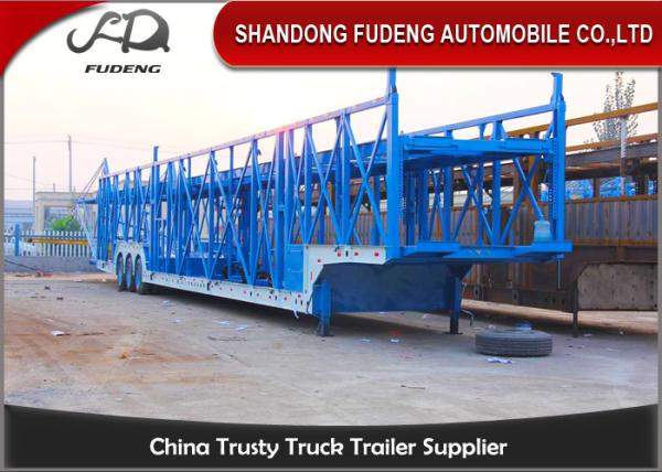 Cheap Steel Chassis Automatic Car Carrier Trailer Double Axles Double Floor for sale