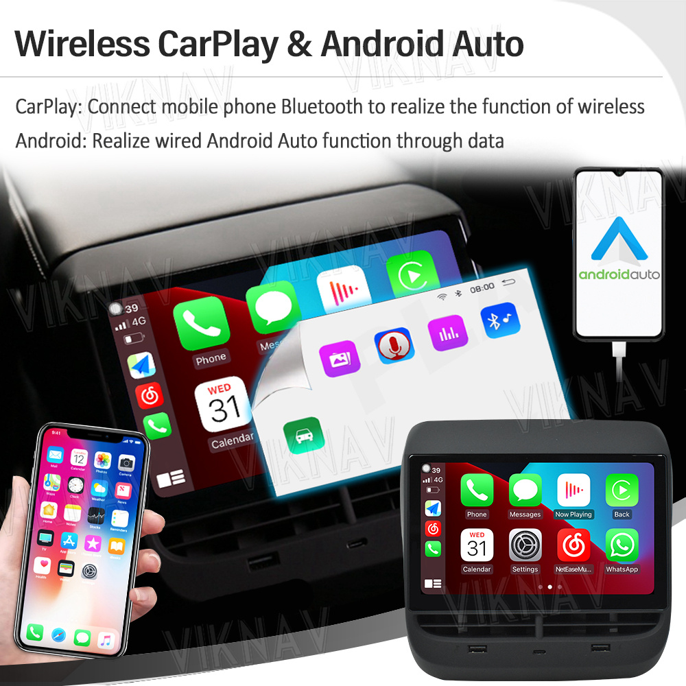 Android 12 Multimedia System For Tesla Model 3 Model Y Rear Display Touch Screen