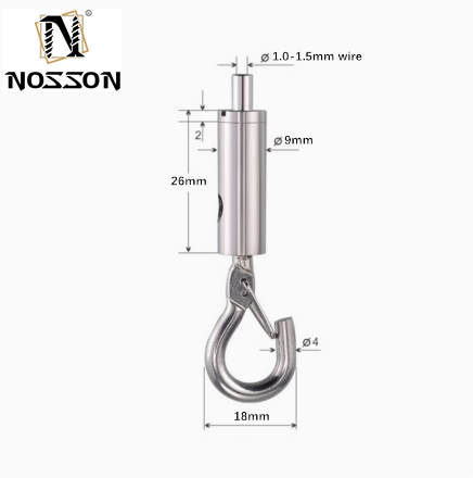 Metric Measurement System Zinc Finish Ceiling Hang Buckle with J-Iron Nickel-Plated Steel Wire and Thread Security Hook