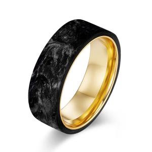 Quality New Arrival Plated Gold and Rose Gold Forged Carbon Fiber Wedding Bands Mens Jewelry wholesale