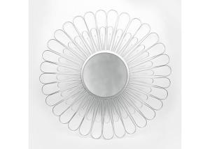 Quality Floral Wall Art Mirror Silver Layered Metal Frame Mirrored Wall Decor wholesale