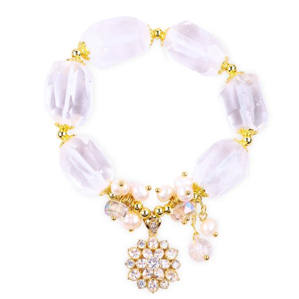 Handmade Gemstone Bracelet Adjustable Charms Clear Quartz Bracelet Natural Stone