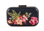 Vintage Floral Embroidered Clutch Bag Pu Leather For Dinner Party