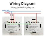 2Gang 2Way Dual Switch Black Tempered Glass Single Live Wire Control Panel Stair