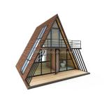 Resort Triangle Shape Wooden House Steel Frame with Galvanized Steel Bending