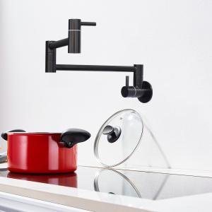 Quality 304 SUS Single Lever Taps Wall-Mount Retractable Pot Filler Kitchen Sink Faucet Cold Only Black wholesale