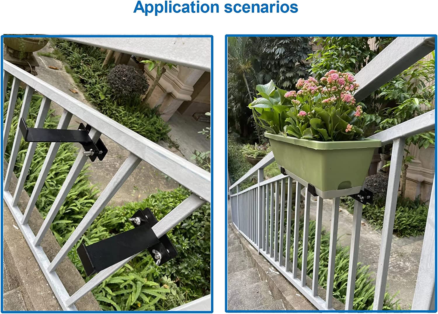 Outdoor Hanging Brackets for 6 Inch Planter Boxes Heavy Duty Iron Black Mounting Bracket