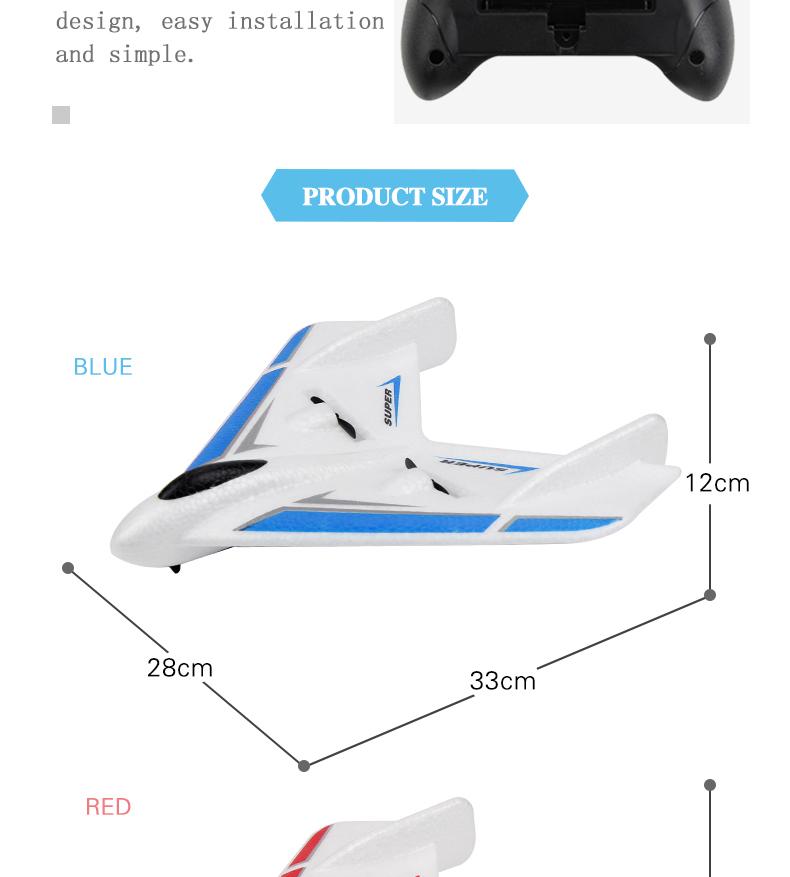 4K UHD Video Capture Resolution Durable Remote Control Airplane Toy Foam Fixed Wing Glider Airplane RC Aircraft Model