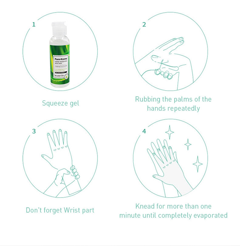 Hygienic Moisturizing Antibacterial Hand Sanitizer , 100ml Waterless Hand Gel