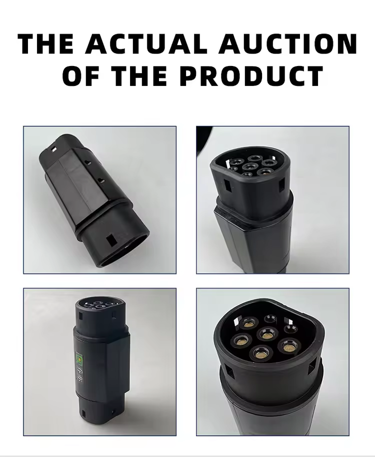 220V Electric Vehicle GBT TO TYPE2 EV Charging Adapter 16A 32A EV Charger Connector 32a 7kw for Car side Plug 7kw output