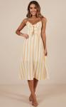 New arrival High Quality Mustard Stripe Beach Dress Summer Women Maxi Dress