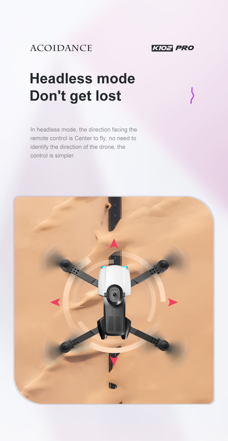 K102 Pro Mini Drone 4K HD Dual Camera Four-Way Obstacle Avoidance and Professional Optical Flow Technology for Long Range