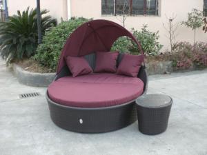 Quality Beach Dark Brown Wicker Daybed , Aluminium Frame Wicker Oval Bed wholesale