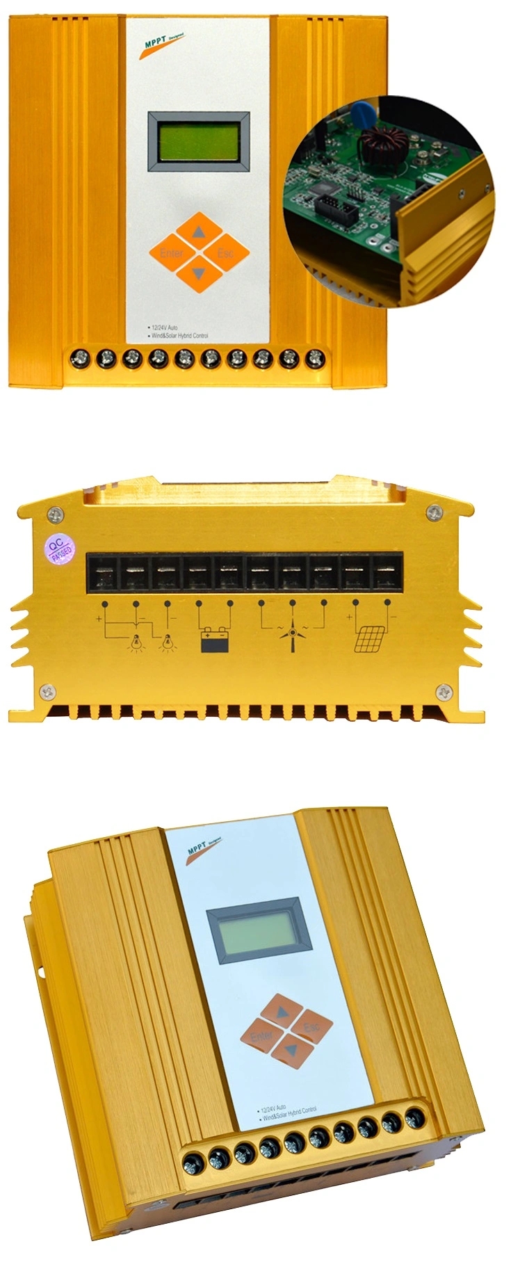 100-600W 12V Solar And Wind Controller Top Solar PWM LCD CE IEC Certificated