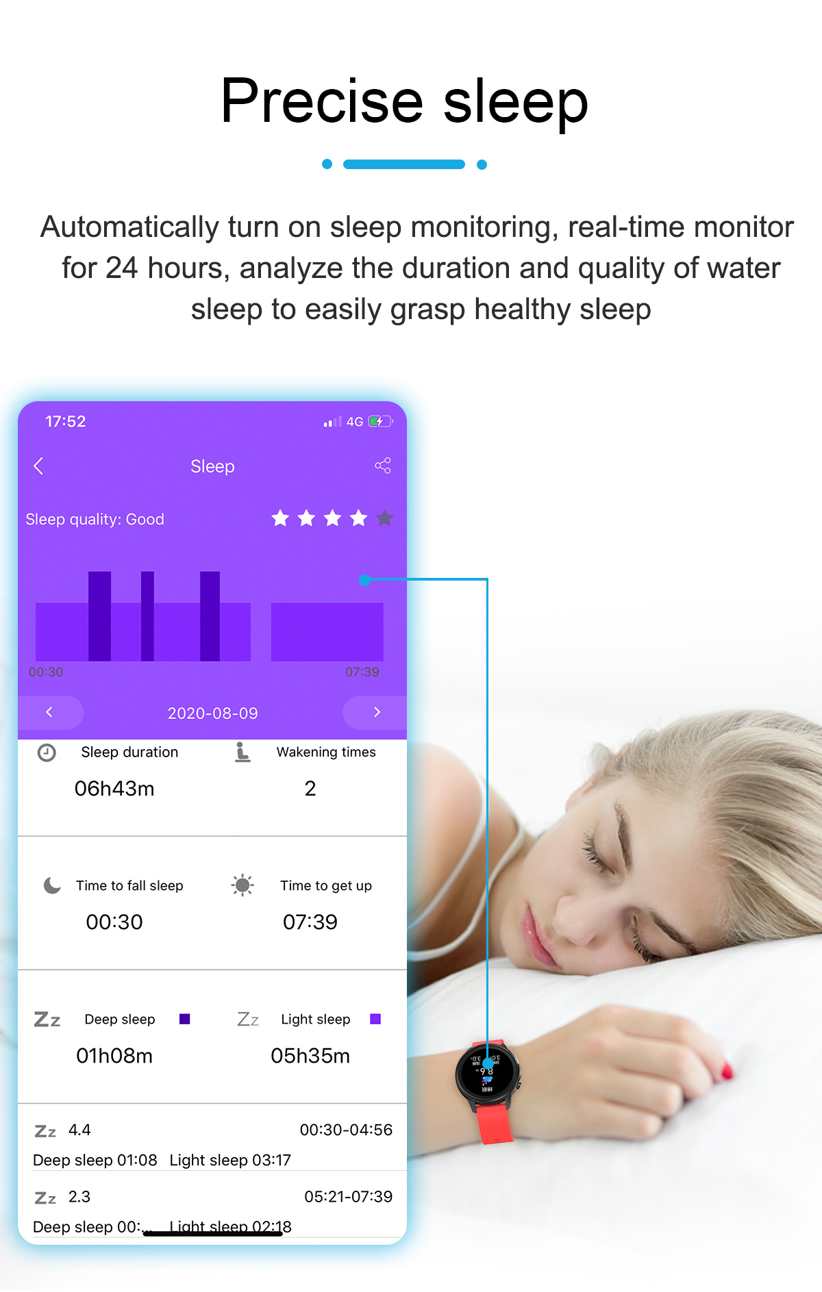 240X240 Sport Touchscreen Smartwatch 200mAh Blood Pressure Monitor Bands