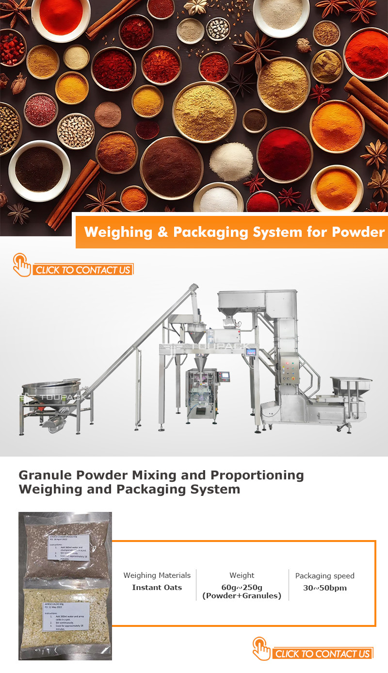 Oatmeal Granules Multihead Weigher Powder Mixing Proportioning Weighing Packaging System With Linear Weigher