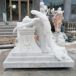 Marble Tombstone White Cemetery Crying Angel Statue Stone hand carved