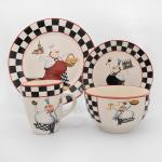 Savall Ceramic Dinnerware Sets 3pcs Oriental Dinner Plates For Souvenir Stores