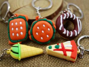 Quality Promotion Soft PVC Cookies Shaped Decoration Keyrings/ Keychain wholesale
