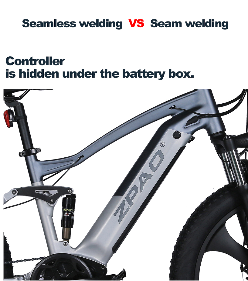 Weldless Frame Electric Fat Tire Bike Full Suspension 750W 26 Inch Fat Tire Electric Bike