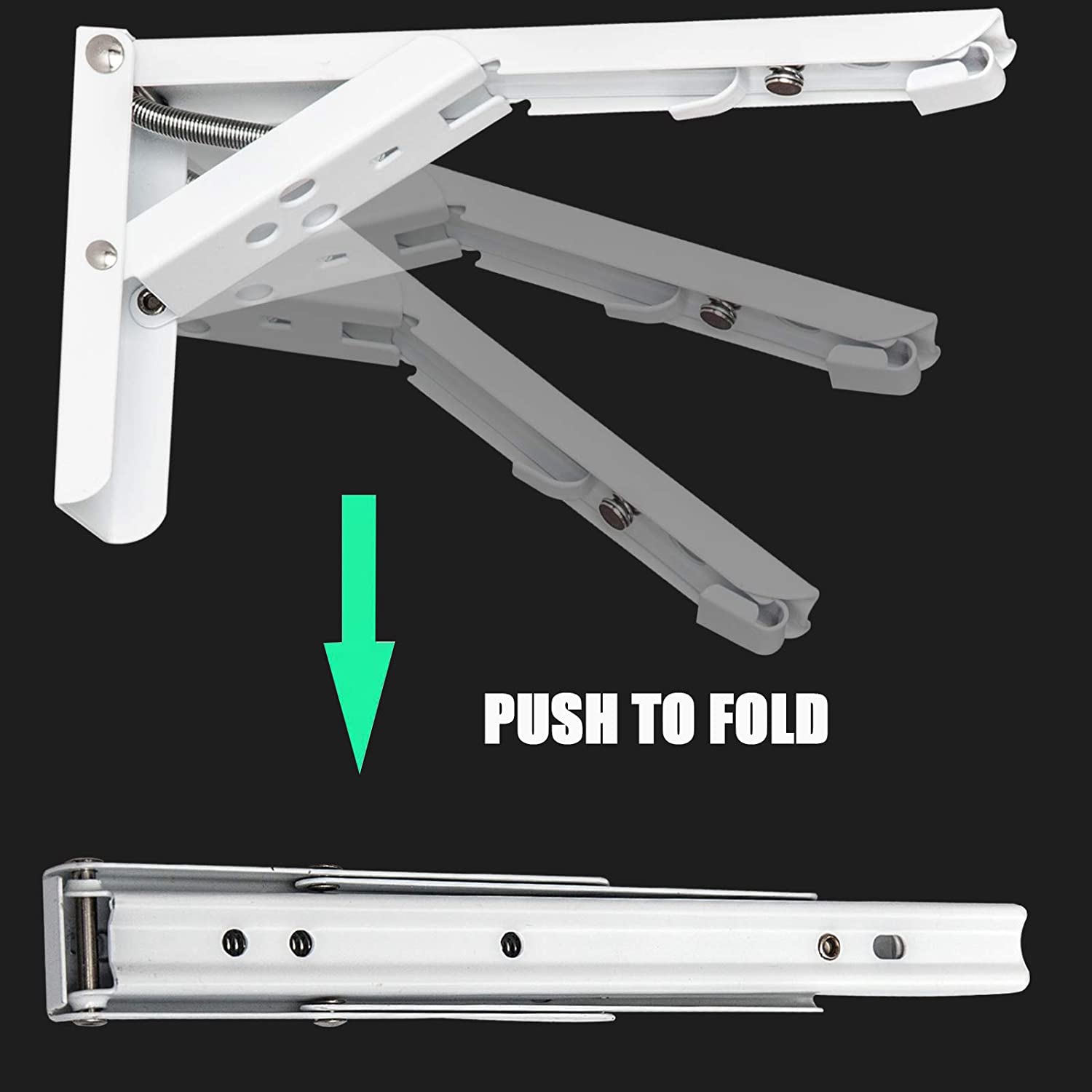 12" Spring Loaded Folding Shelf Bracket for Wall Mounting in Industry 1.5-2.0mm Thick