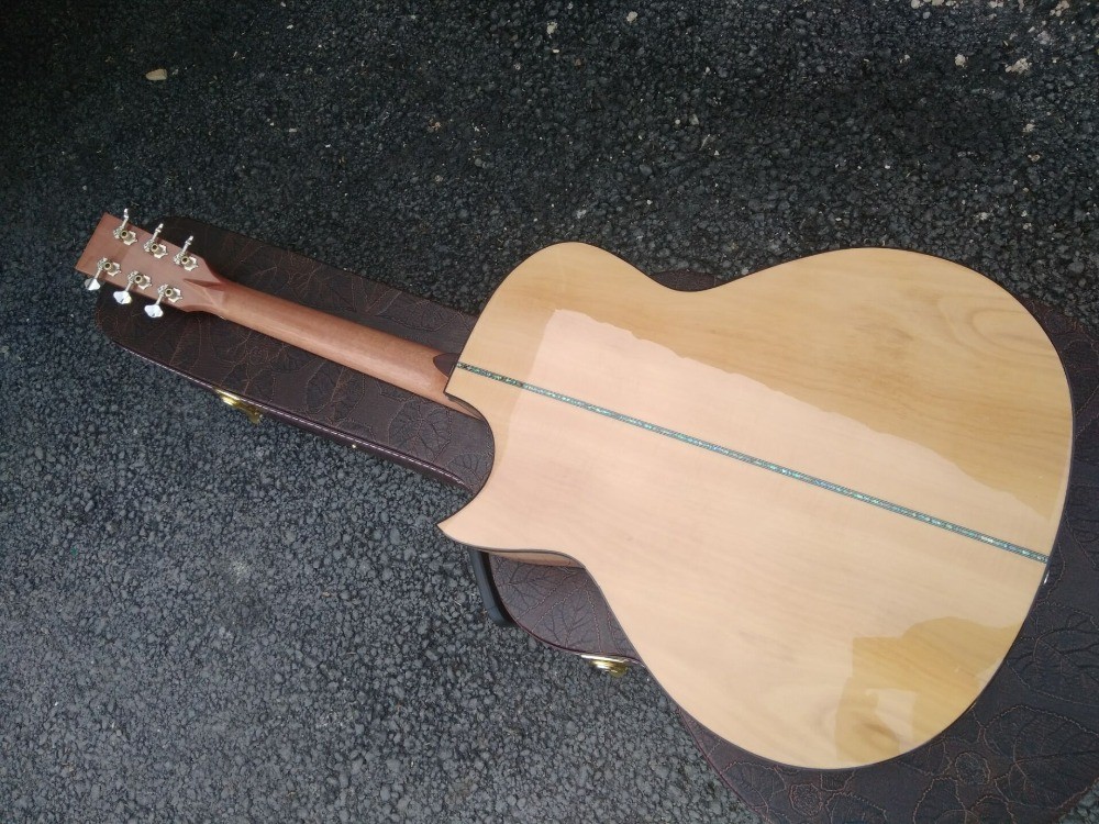 Factory AAAA 14 frets Auditorium folk Guitars Orchestra all solid imported apple wood acoustic electric guitar