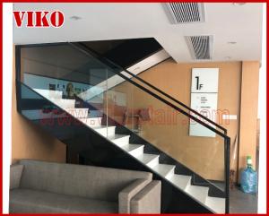 Quality Double Steel Plate Staircase VK14S Railing tempered glass, Handrail b eech Stringer,carbon s wholesale