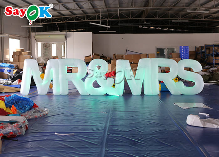 190T Nylon Cloth Inflatable Lighting Decoration LED Light Letters White Color