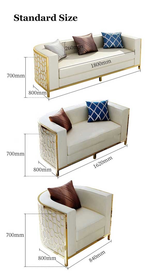 Luxury Gold Stainless Steel Lovest Sofas Sectionals Club Sofa Set Furniture