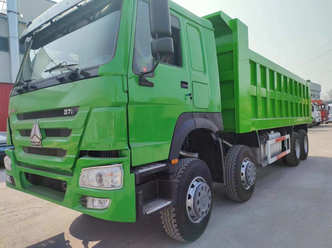 Loading Capacity Tipping Trucks Green Color. Sinotruk HOWO 8*4 Dump Truck Secondhand Truck