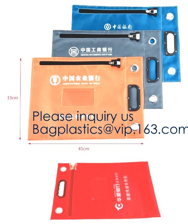 Zipper Vinyl PVC Leather Bank Deposit Bags Bank Deposit Bag With Key Ring,Locking Courier Bag 1000 Denier Nylon Combinat
