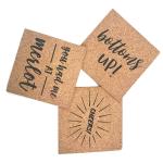 Coffee Cups 4''X4'' Square Cork Coasters Bulk Heat Resistant Printed Words