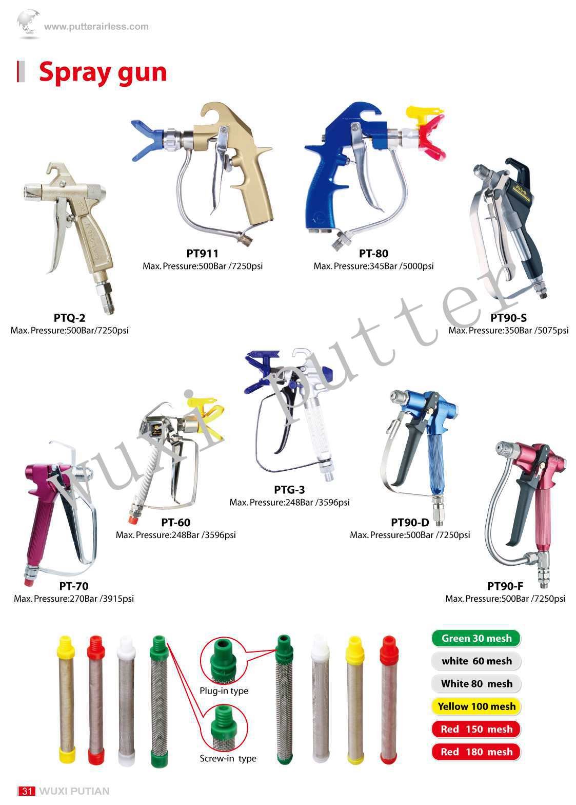 Airless Paint Sprayer Gun 500Bar For Pheumatic Machines Zinc Epoxy Spray Putty Gun