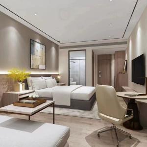 Quality 5 Star Minimalist Design Hotel Project Bedroom Solid Wood Furniture Set wholesale