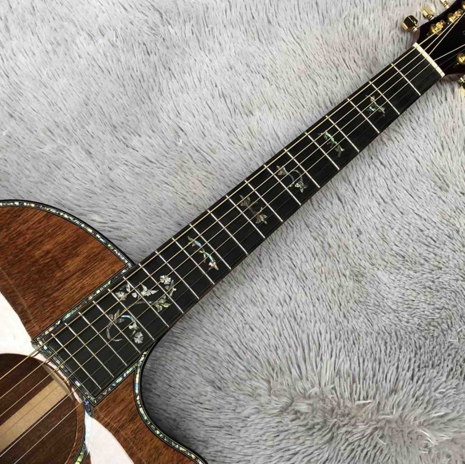 Ebony Fingerboard Abalone Binding Cutaway KOA Wood 916K Acoustic Electric Guitar