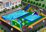 Durable 0.55mm PVC Taroaulin Inflatable Water Park With Hand Printing