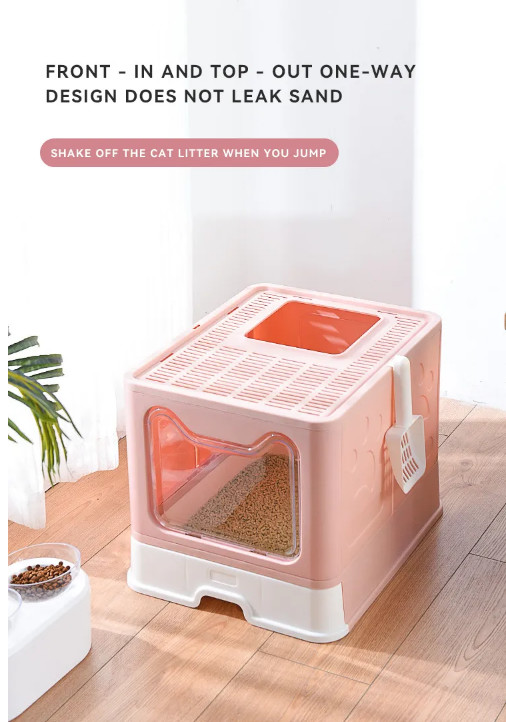 Automatic Cat Litter Box Two Way Door Enclosed Large Cat Litter Toilet
