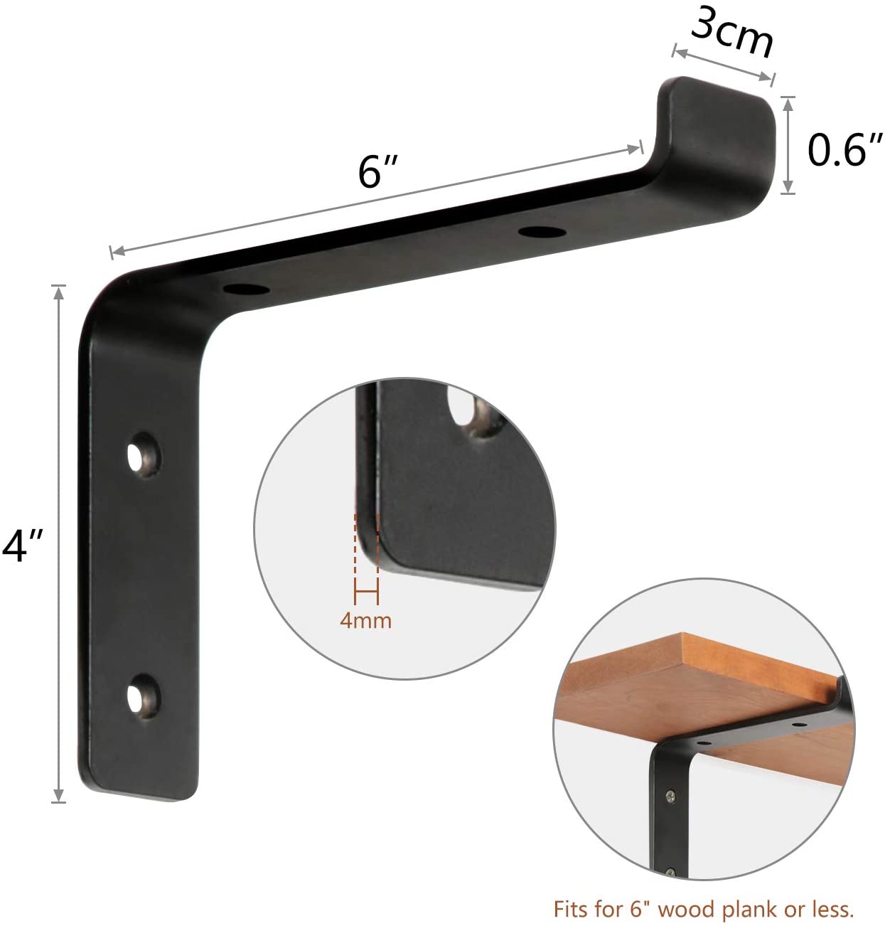 Powder Coated Triangle Bracket Decorative Shelf Support for Wall Mounted Shelves