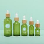 Green Bamboo Essential Oil Dropper Bottle aluminum and plastic Collar