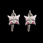 Pure 925 Silver Earrings Baby Jewelry Plated RH Christmas Hat Design