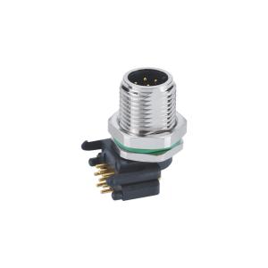 Quality Panel Front Side Fastening M12 5 Pin Male Connector With 90 Degree PCB Contacts wholesale