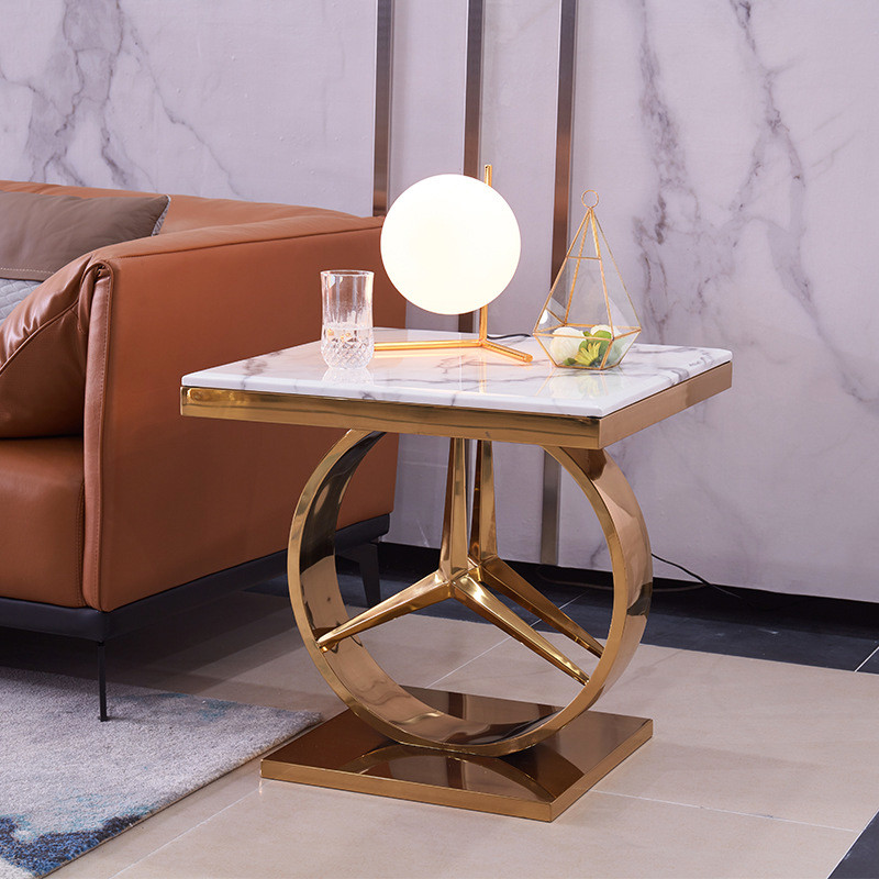 Functional SS Steel Edge Marble Top Couch Table Assembly Required