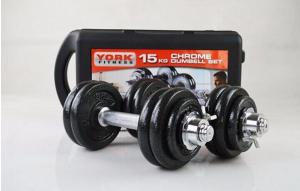 Quality black painting dumbbell set with chrome handle bar 15kg 20kg 30kg set wholesale